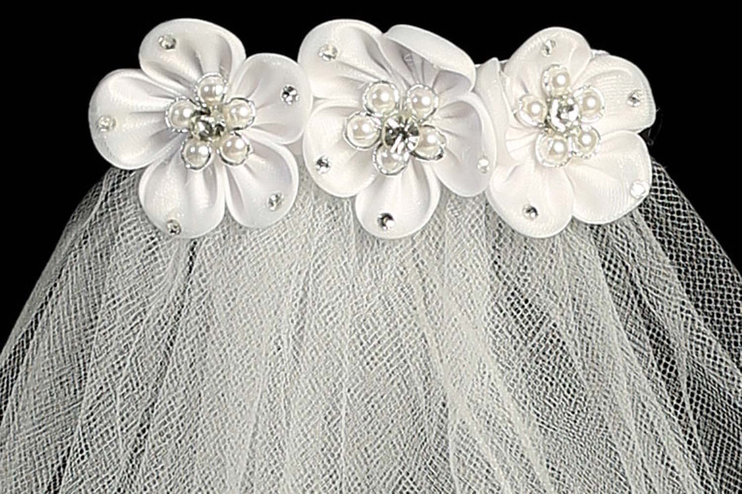 Made in USA First Communion Comb - Catholic White Holy 1st Communion Veil for Girls or Kids Mantilla Velos Primera Comunion