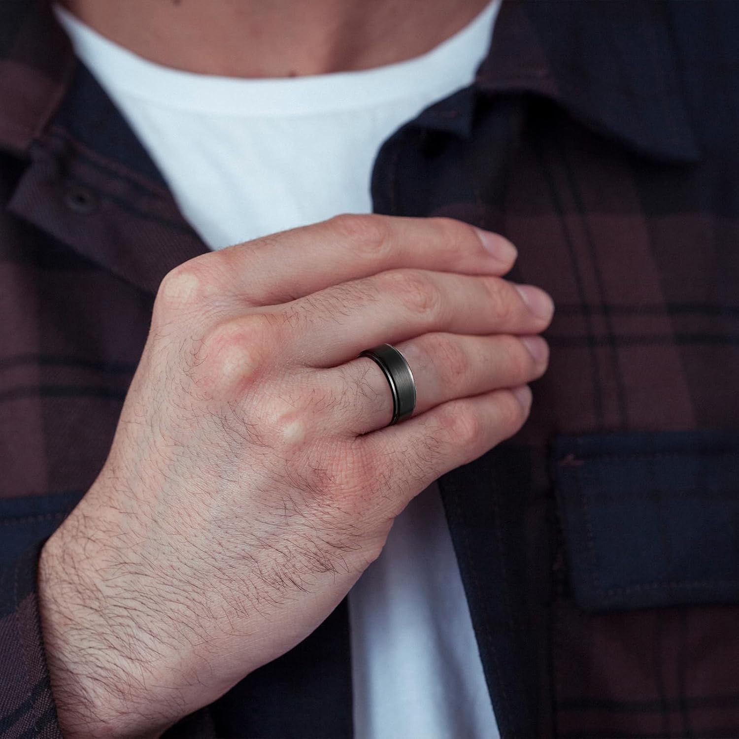 King Will Classic Tungsten Wedding Band for Men, 6/7/8/9/10mm Widths, Polished Finish Step Edge Matte Rings Comfort Fit - Image 4