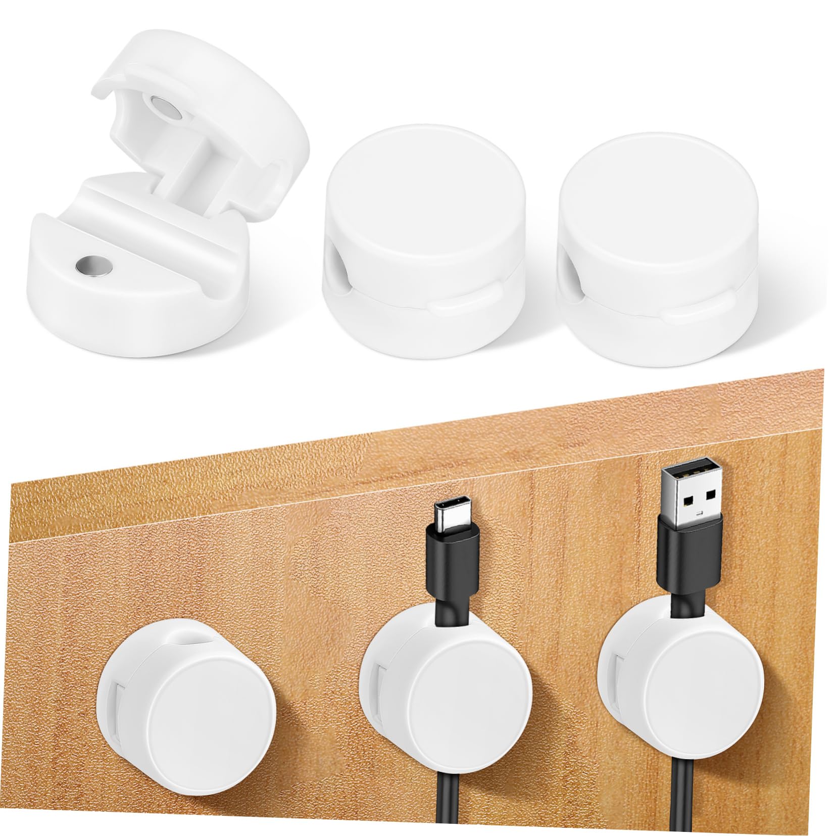 6pezzi Clip Magnetiche per Cavi Organizzatore per Cavi Adesivo Chiusura Magnetica per Auto Uffici Casa Fissaggio Sicuro Tenuta Magnetica Installazione Semplice Applicazione