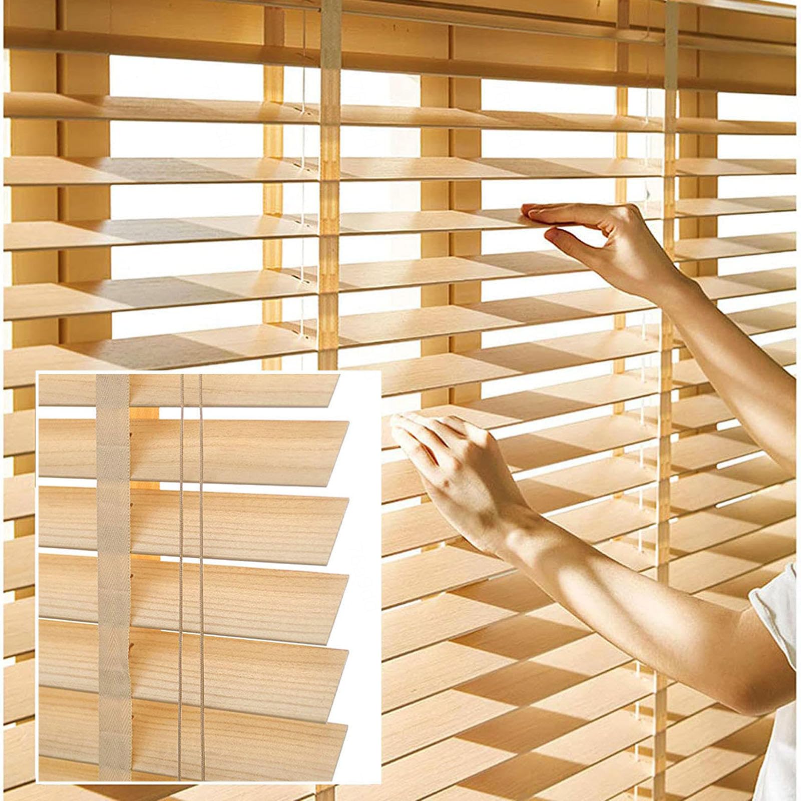 Estores Venecianos De Madera Sin Cables, Lamas De 5cm, Persianas A Estores Venecianos De Madera Sin Cables, Lamas De 5cm, Persianas A