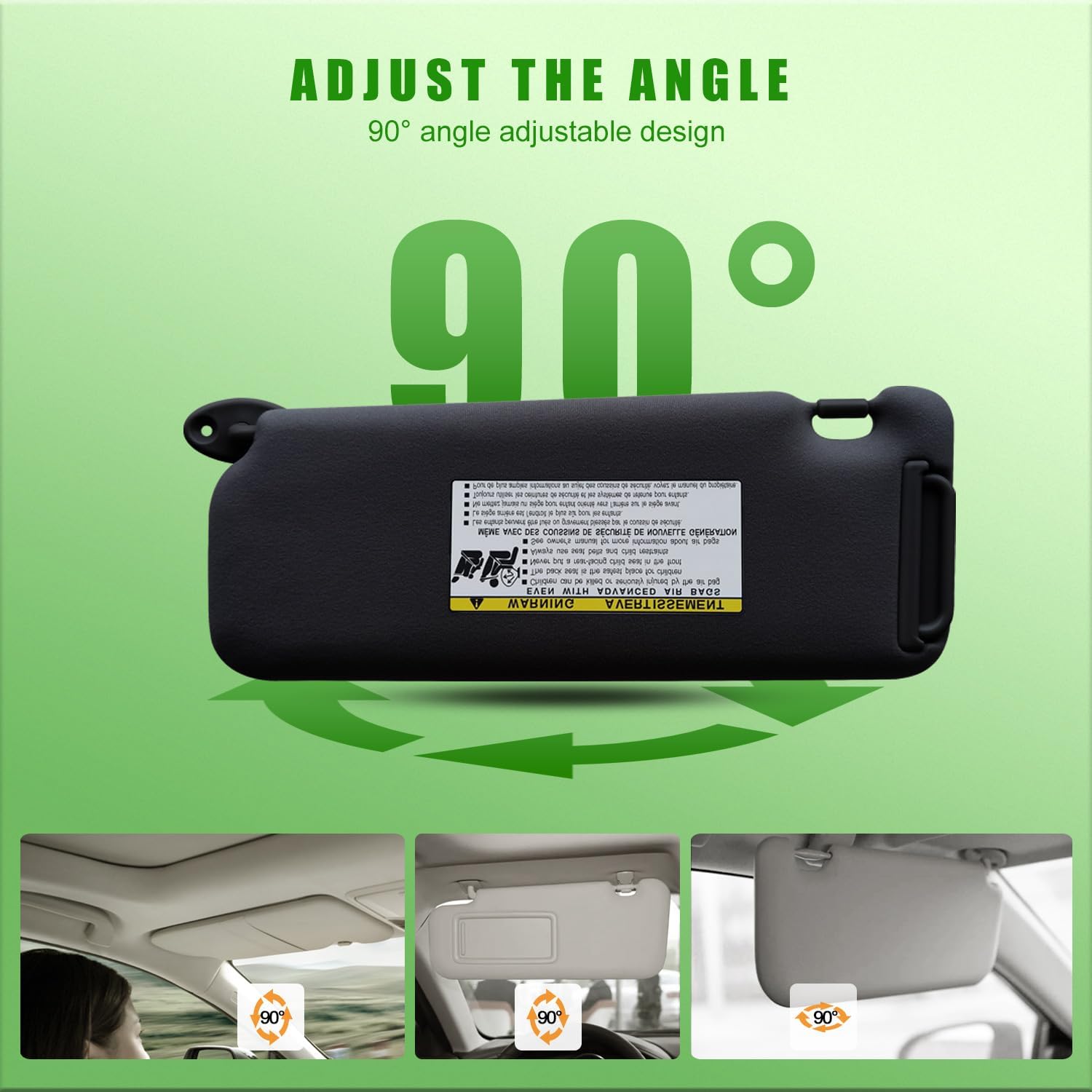 Left Driver Side Sun Visor Compatible with Toyota Scion TC 2005-2010 Replaces# 74320-21210-B2 Gray (Right Passenger Side (Black))