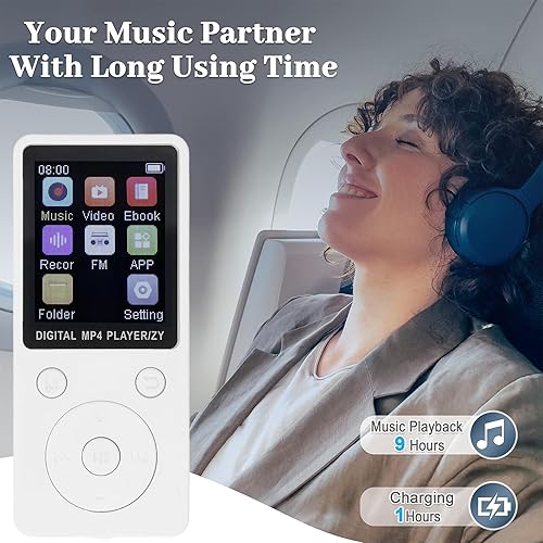 Miniatura 5 de Reproductor de MP3, reproductor de MP3 para niños con BT5.0, calidad de audio sin pérdida de alta fidelidad, reproductor de música de 1.8 pulgadas