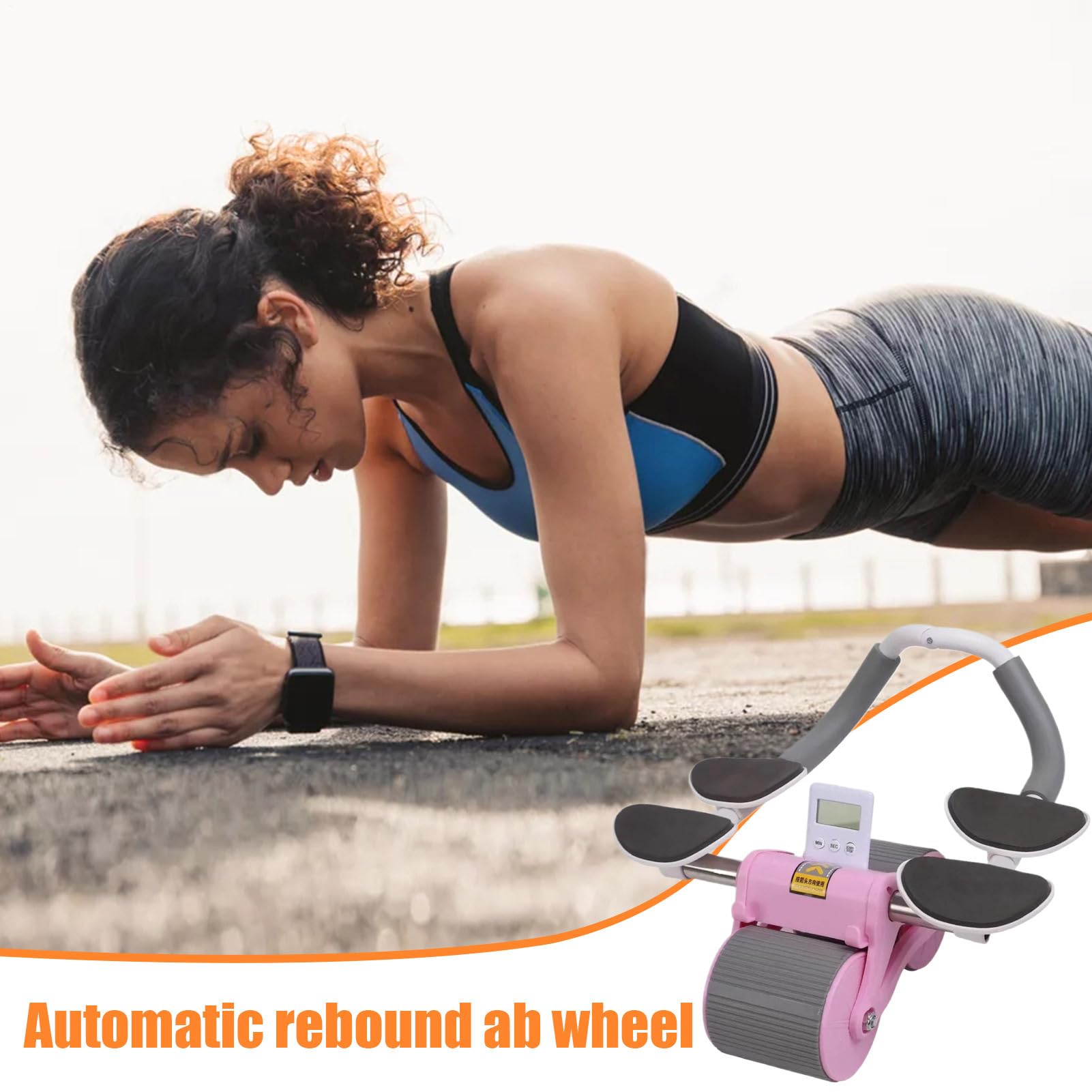 Ruota ab per allenarsi, rullo addominale con supporto al gomito - Roller di esercizi AB di rimbalzo automatico tranquillo | Attrezzatura di rafforzamento del core, strumento di allenamento