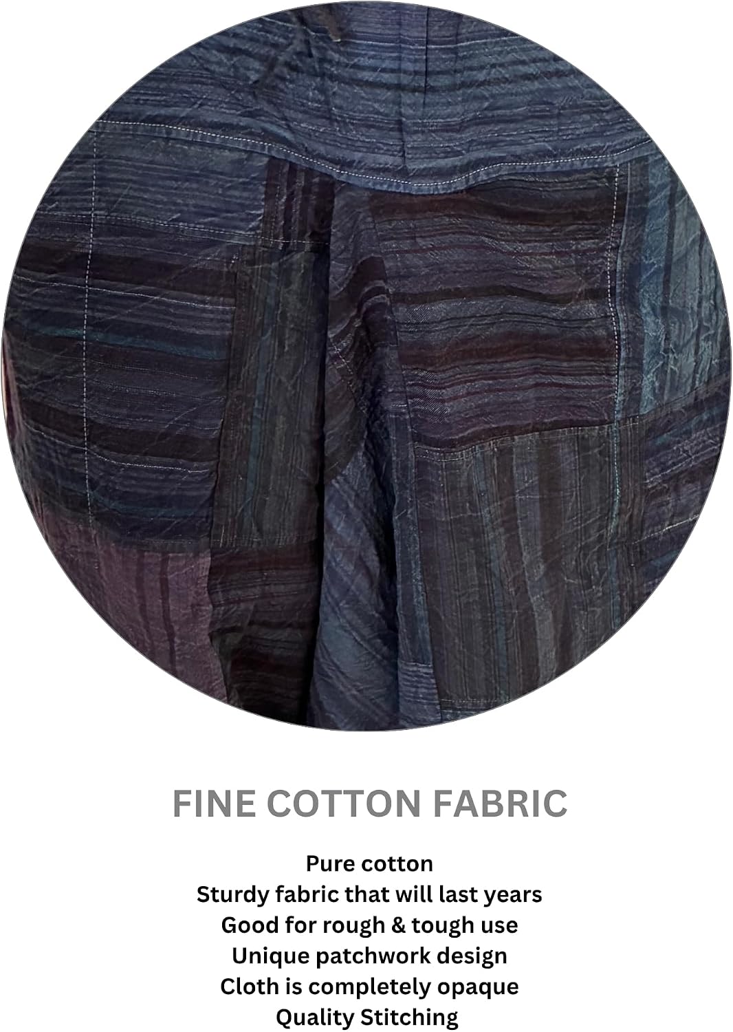 Harem Pants for Men & Women - Patchwork Drop Crotch Yoga Pants - Elastic Waist Boho Hippie Trousers - 2 Pockets