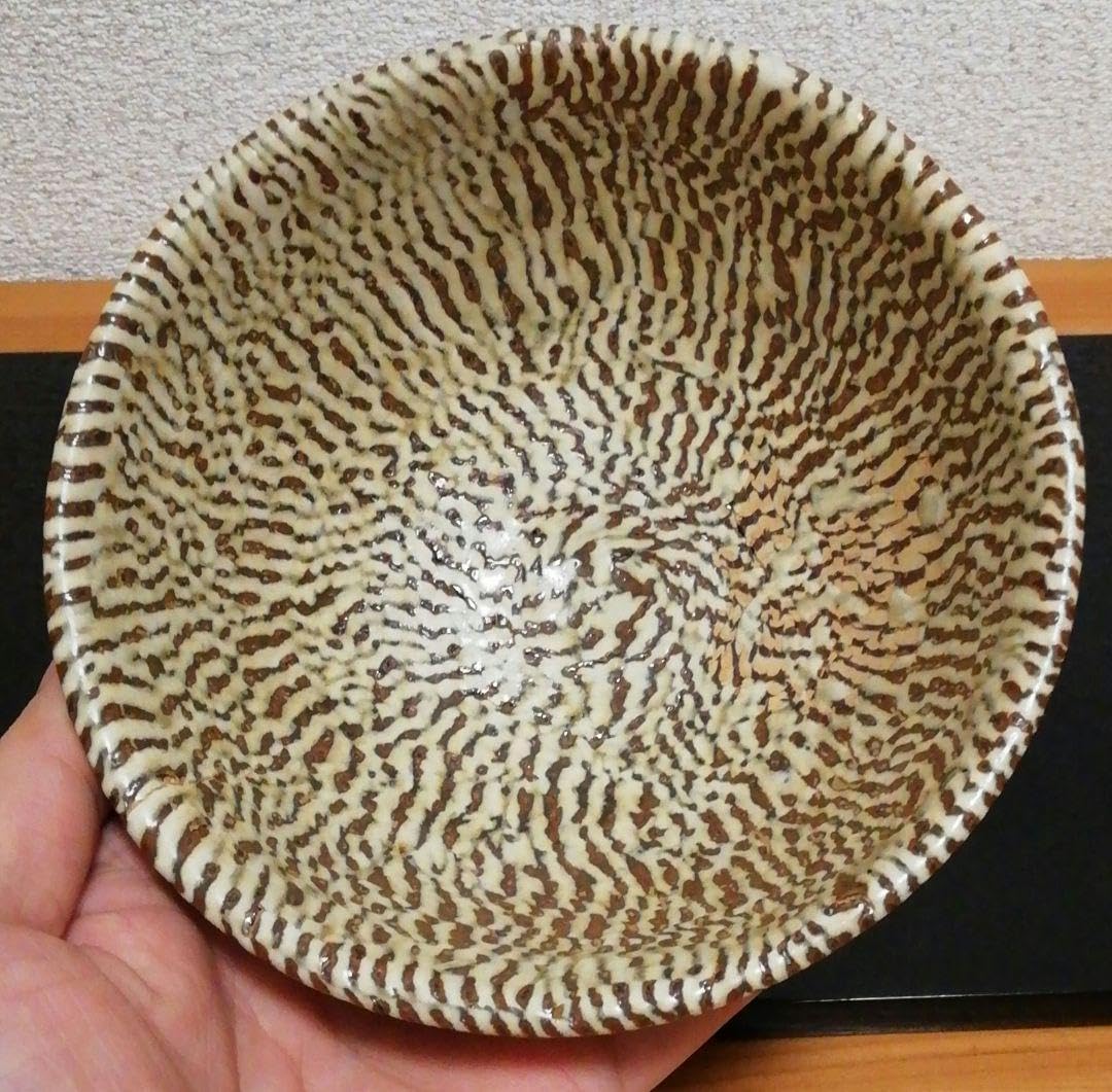 Amazon.co.jp: 赤田士郎作 堆彩陶 練込 茶碗 共箱 共布 茶道具