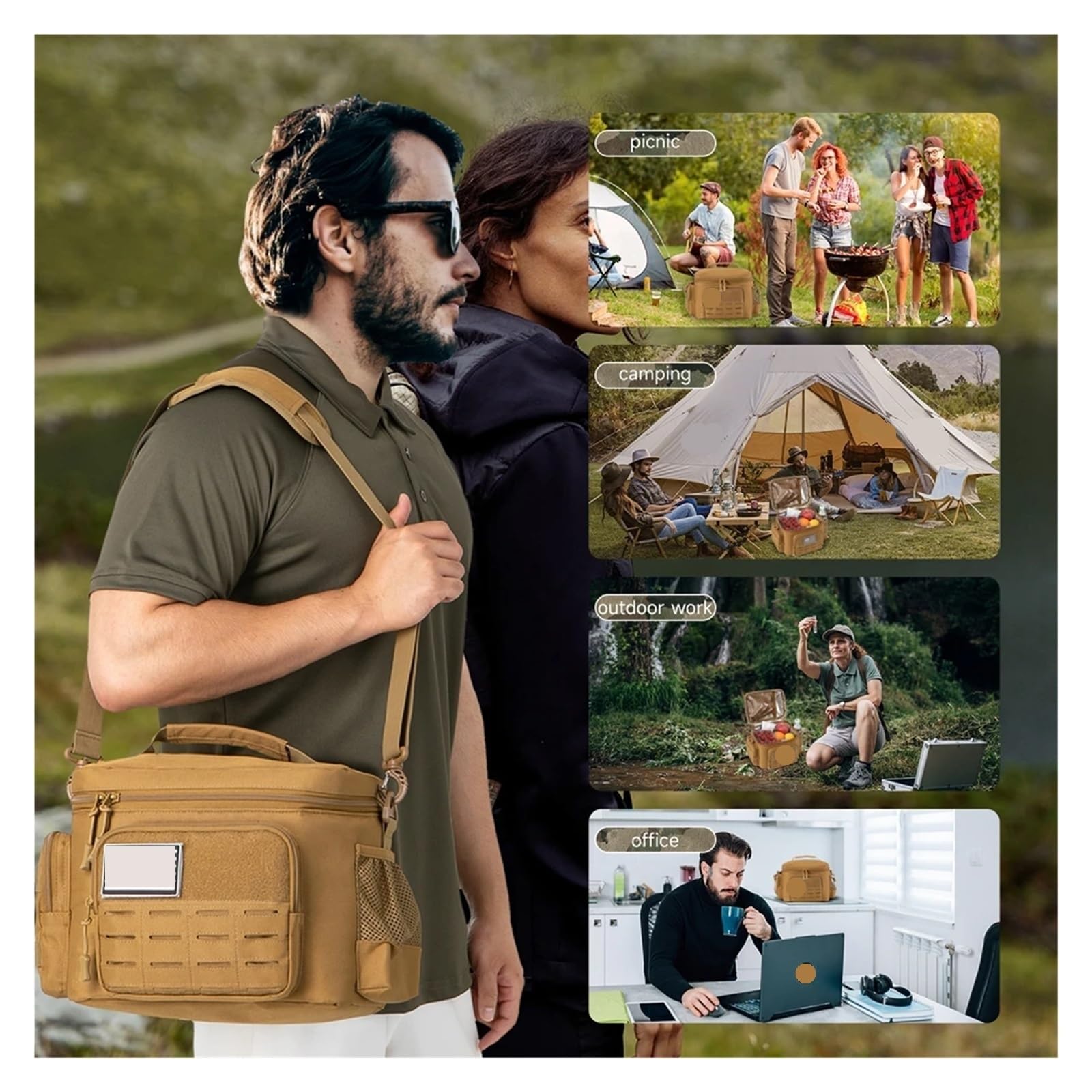 Bolsa térmica aislante, Almuerzo Camping Picnic Bolsa de entrega de alimentos aislada Multicolor(Black)