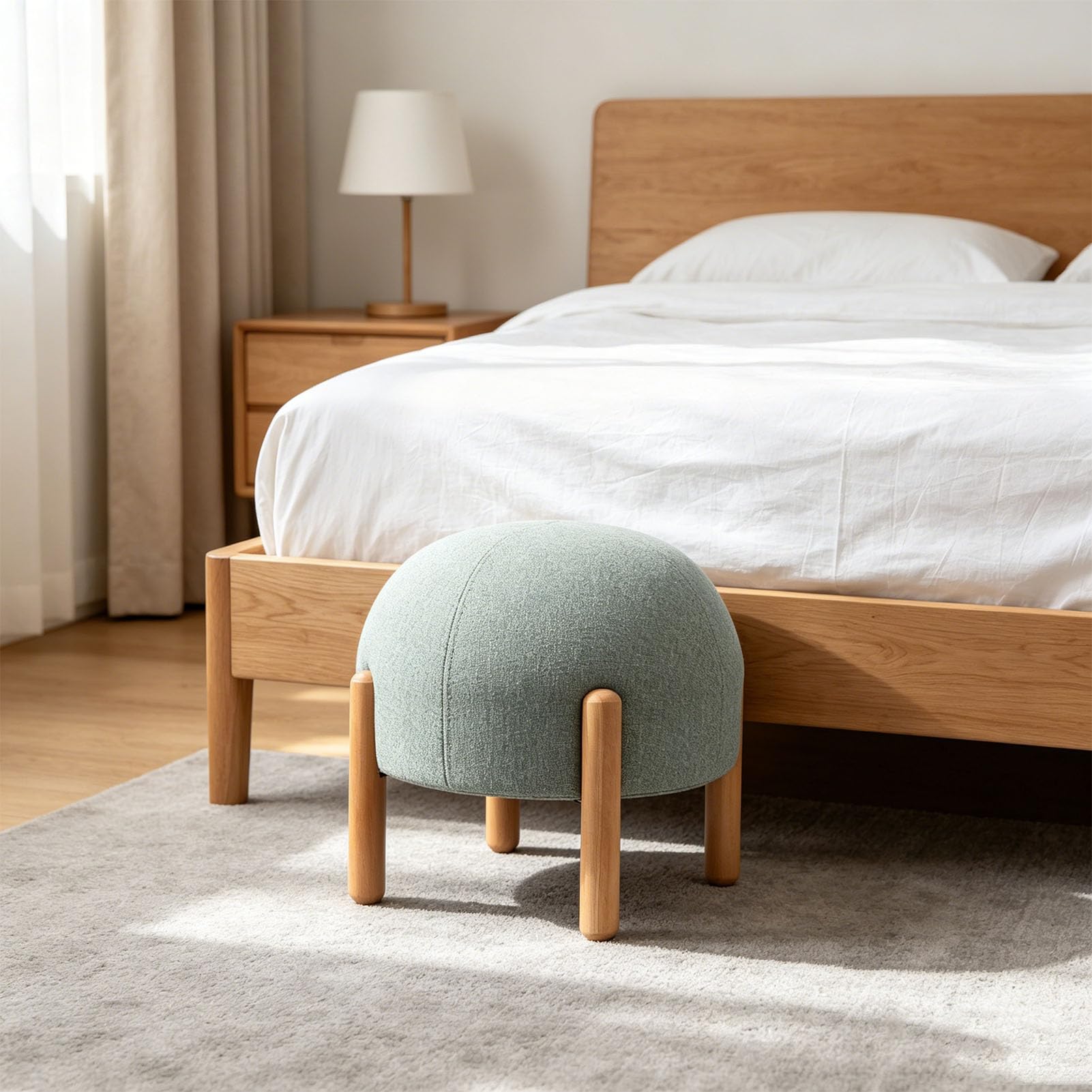 Sgabello Poggiapiedi Rotondo per Proprietari di Casa Che Aggiorna L'arredamento Moderno degli Interni, il Design Minimalista Nordico Eleva L'estetica dello Spazio, Realizz (GREEN)