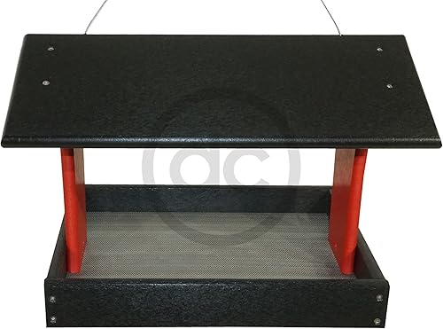 Miniatura 2 de DutchCrafters Fly by Comedero de plástico de polietileno para pájaros con techo cubierto para pájaros silvestres, duradero, bandeja colgante para