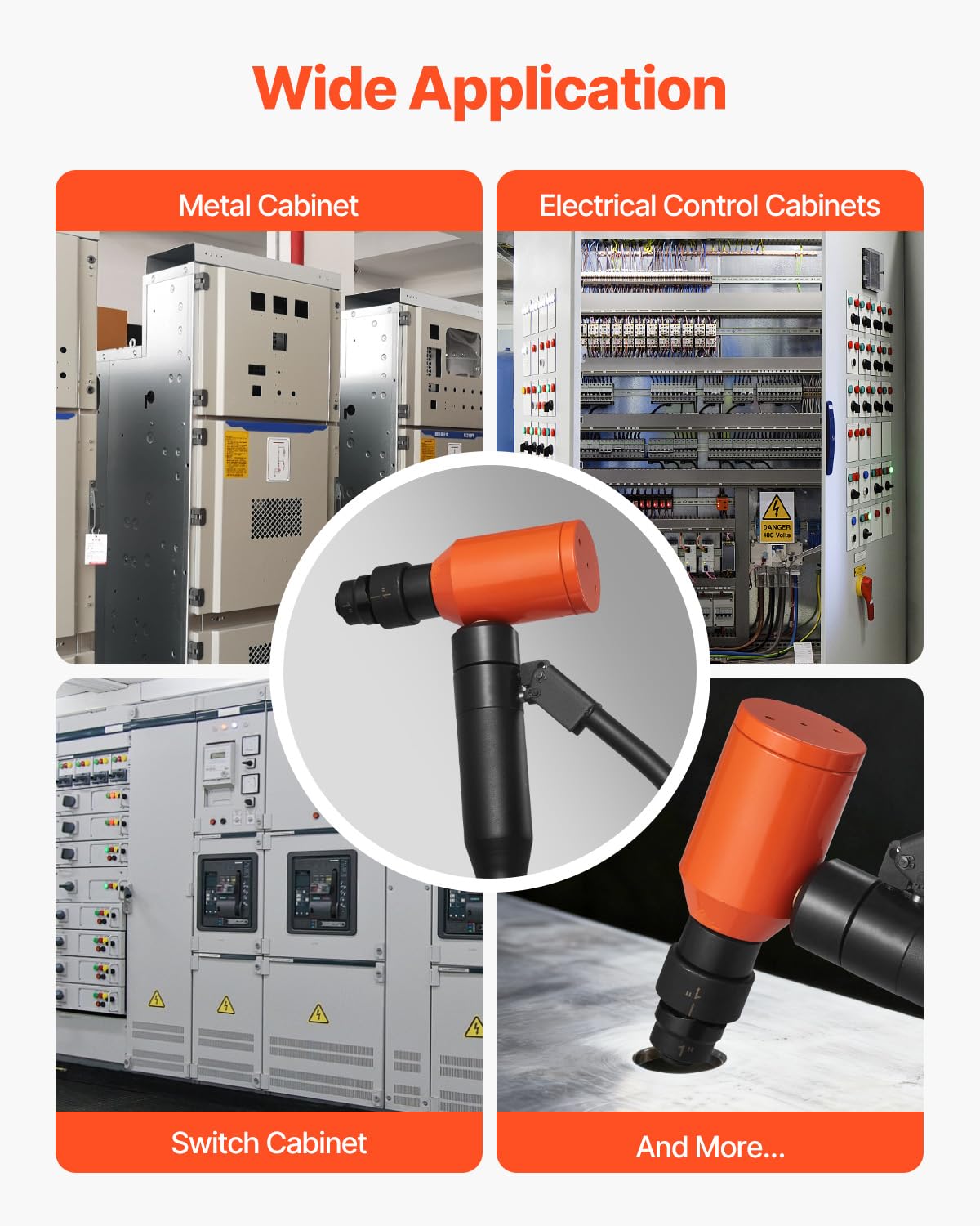 VEVOR Kit di Perforazione Manuale, Set di Punzoni Idraulici da 10 T Kit di Utensili KO per Realizzazione di Fori 1,27 a 5,08 cm con 6 Matrici per Armadi in Metallo, Controllo e Quadri Elettrici