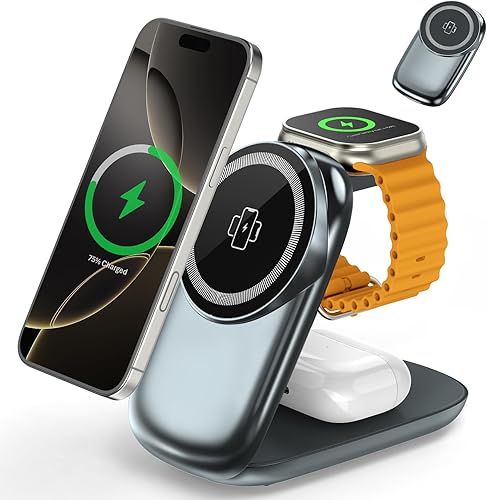 Estación de carga plegable 3 en 1 para iPhone 16e1615141312 compatible con Apple Watch 109876543 Ultra, estación de carga inalámbrica para Airpods43