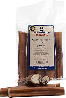 Tiernahrung Schwenner – Ochsenziemer für Hunde – 12cm große Kauartikel - 5 Stck. für langanhaltenden Kauspaß product image