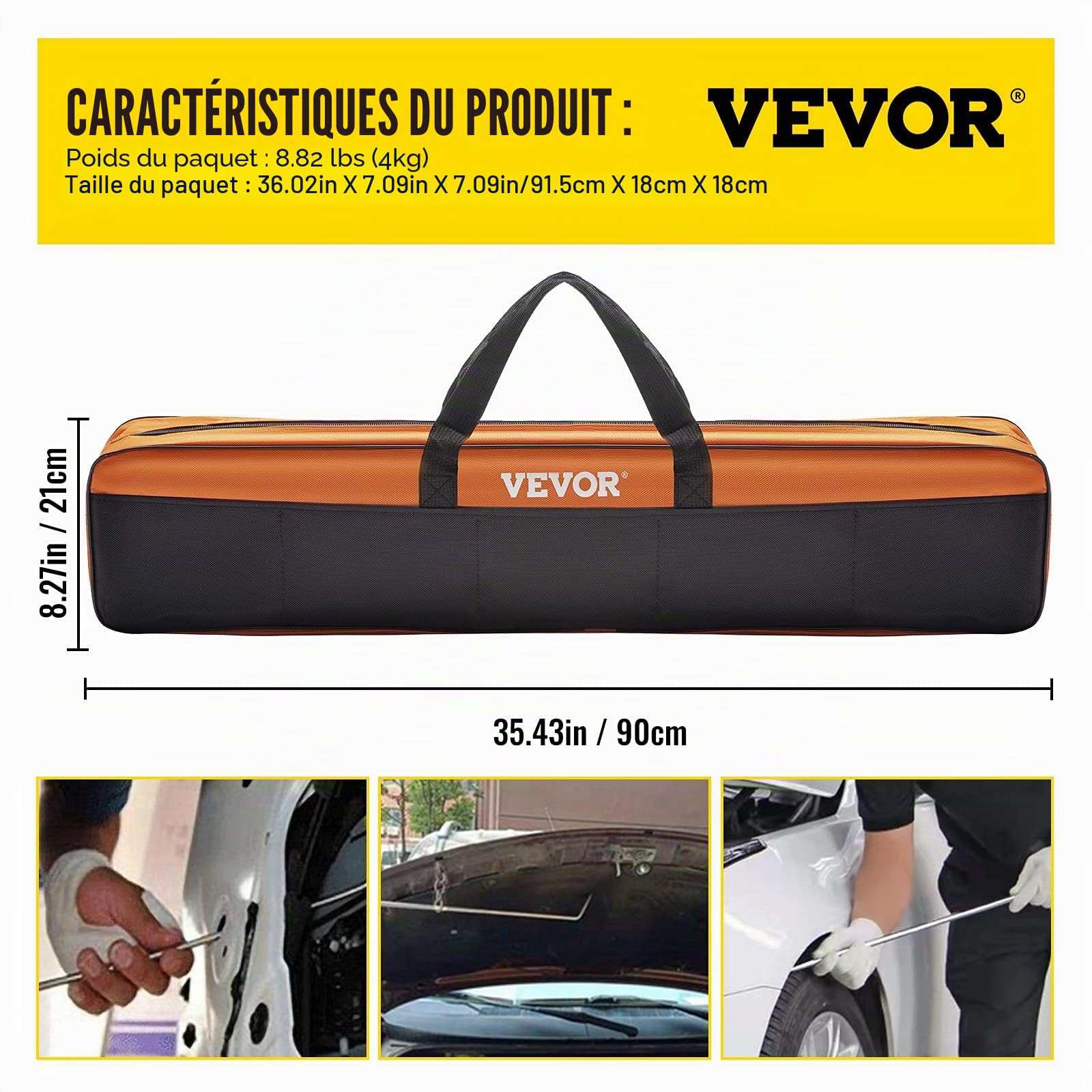 VEVOR Rods Kit de débosselage 20 pièces sans Peinture en Acier Inoxydable Outil Professionnel de débosselage de Queue de Baleine Outil de débosselage pour Bosses mineures, Bosses de Porte et dommages