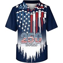 4th of July Scrub Tops for Men Plus Size Stretch Medical Scrub Shirts Casual Basic V-Neck Uniform Tops with 3 Pocket