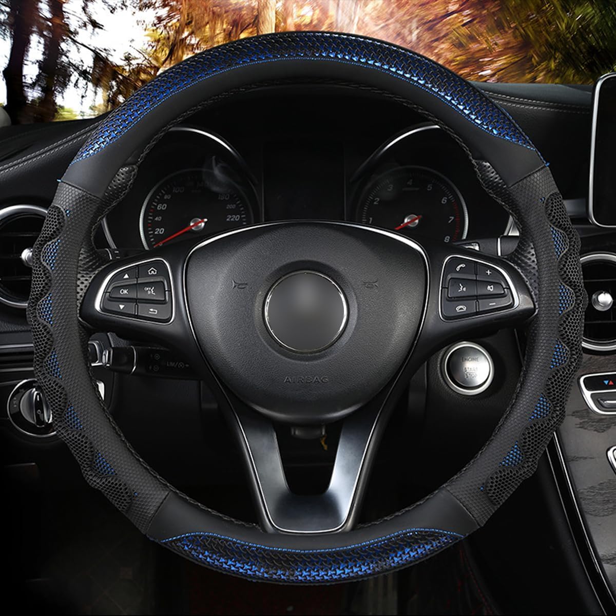 XHRING Car Steering Wheel Cover for Ford Fusion Mustang Bronco Bronco Sport Ranger Maverick Edge Explorer Escape Focus