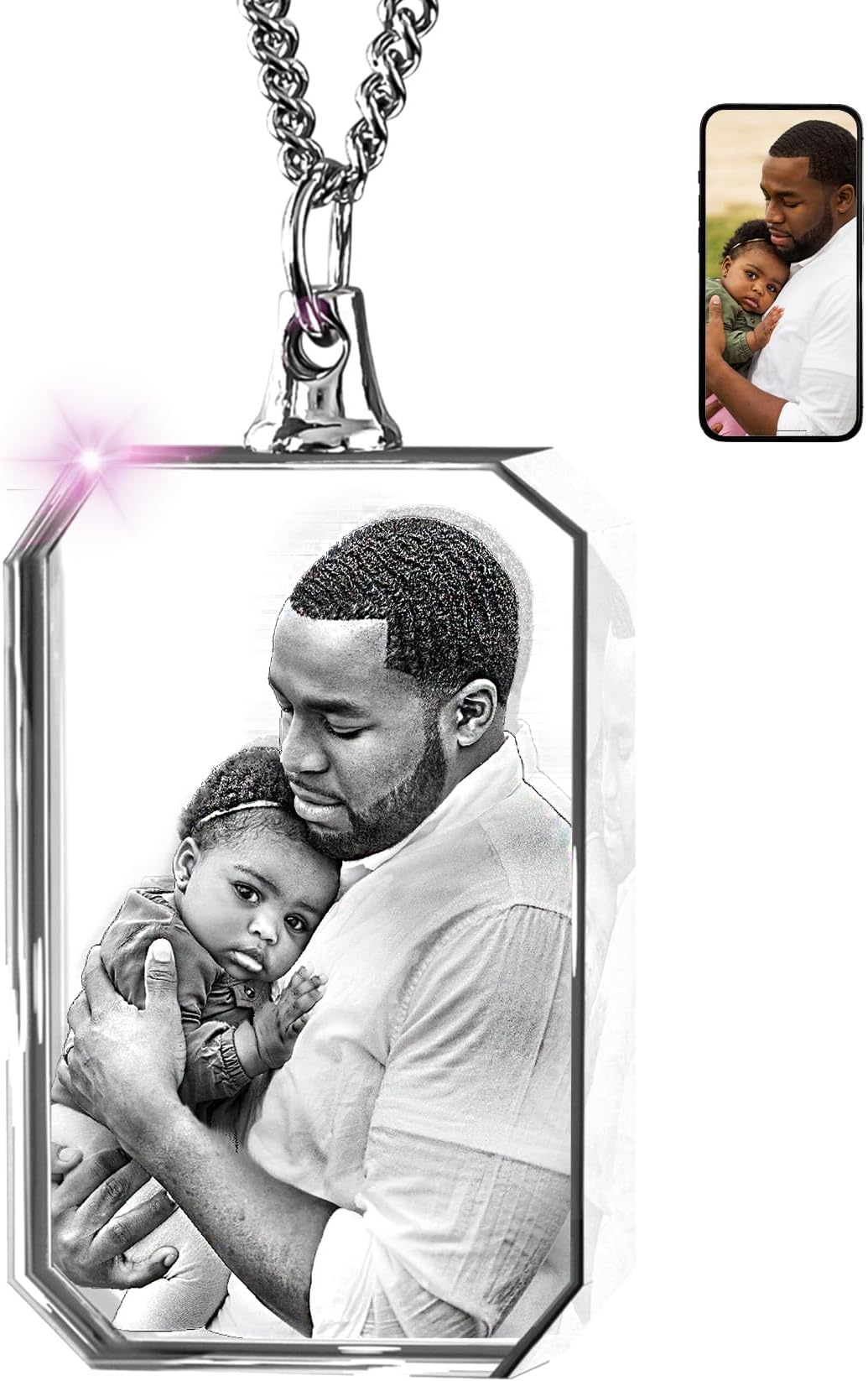 ArtPix 3D Crystal Photo, Personalized Necklace Gift, Custom Mothers Day Gifts for Mom, Women, Wife