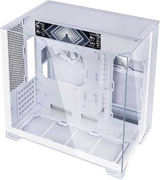 Lian Li O11 Vision-M Digital mATX PC Case, 9.2" LCD, 140mm Fan, White | Pre-Installed 9.2" LCD Screen | 140mm Fan | Second Chamber AIO | Triple Tempered Glass Panels | Supports 360mm AIO O11VMDW