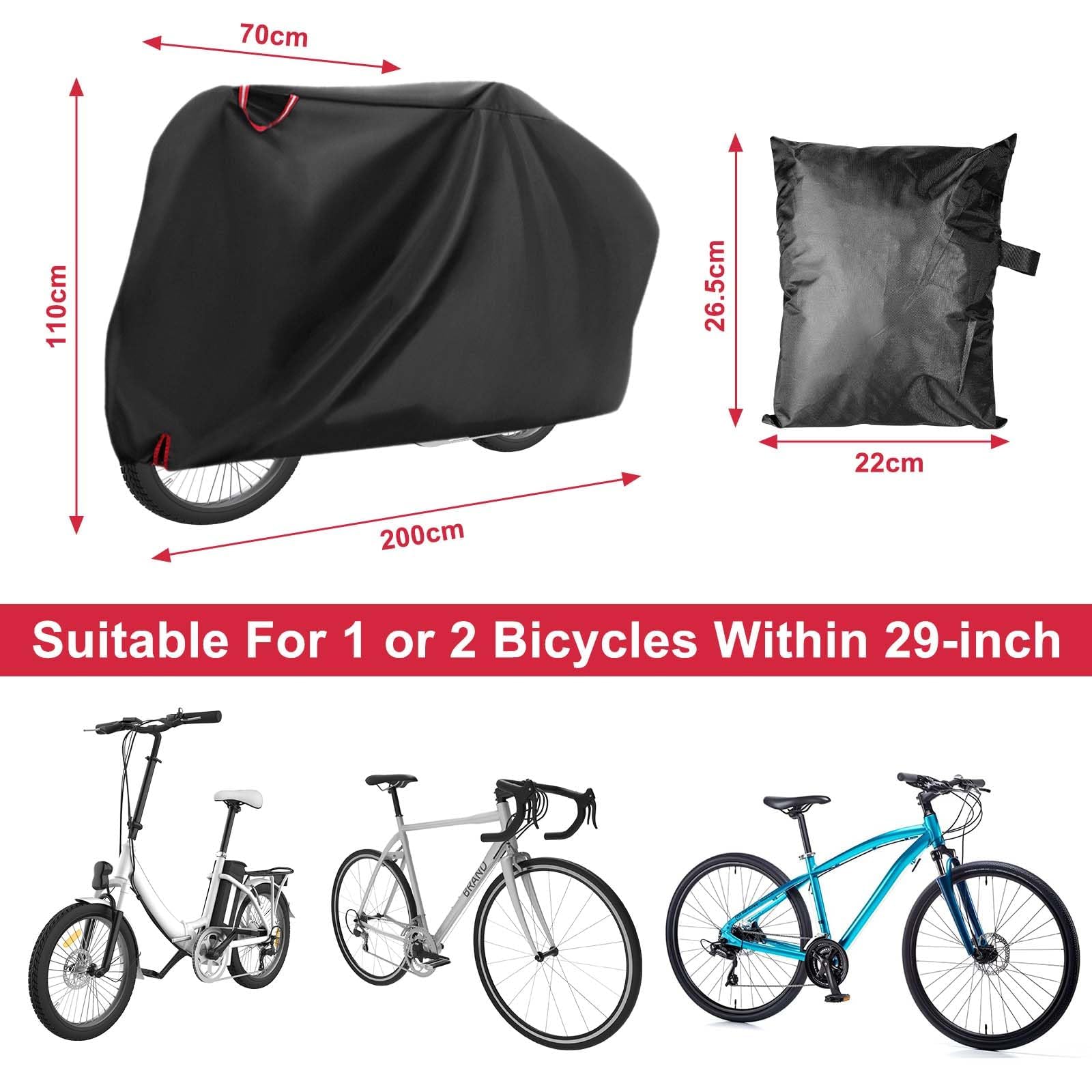 Fodera Copribici Impermeabile 420D Per 1 O 2 Bici – Protezione Antivento E Antifurto Con Fori Blocco