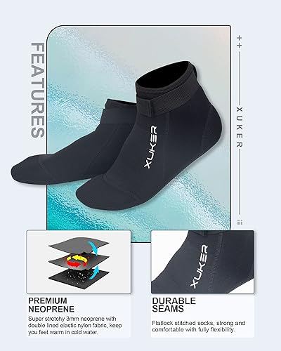 Miniatura 2 de XUKER Calcetines de neopreno, 0.118 in de voleibol de playa de arena de fútbol de neopreno calcetines de agua botines para buceo, esnórquel, kayak,