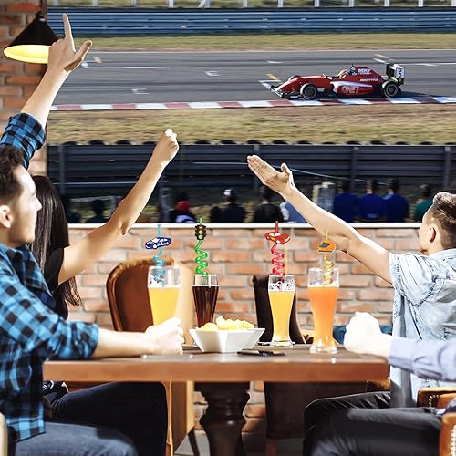 Miniatura 3 de Paquete de 24 popotes reutilizables para autos de carreras, regalos de fiesta para niños, cumpleaños, rally rápido, suministros de fiesta de