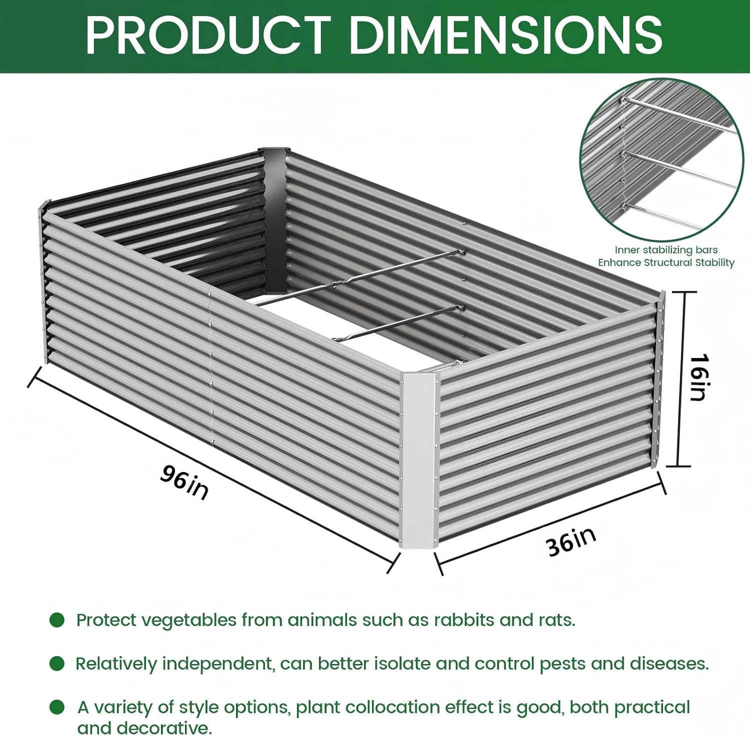 2pcs Tall 8x3ft Galvanized Raised Garden Bed Outdoor,Above Ground Garden Bed for Vegetable,Metal Raised Beds for Flower,Steel Raised Beds for Gardening