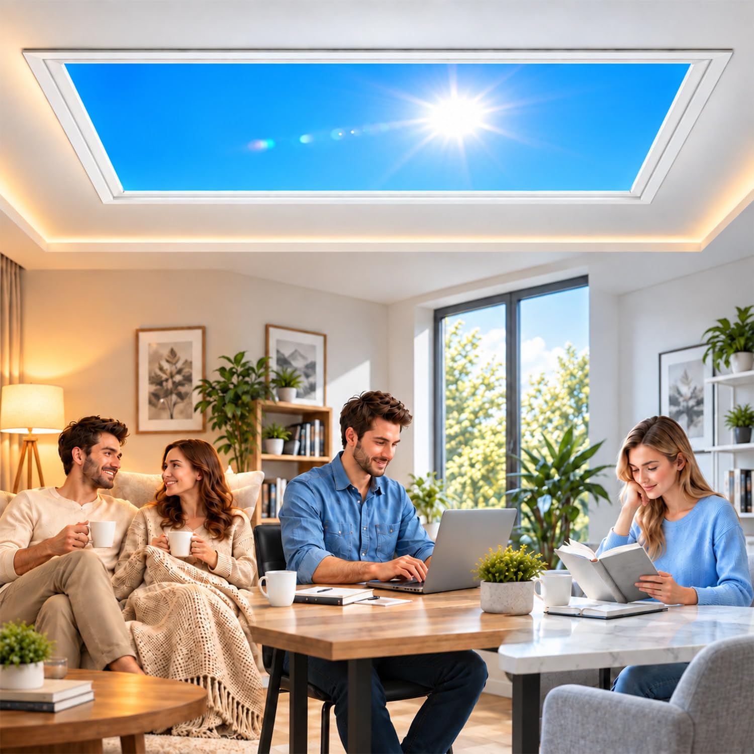 Panel De Luz De Ventana Falsa, Claraboya Artificial, Ventanas De Luz 600 * 1200