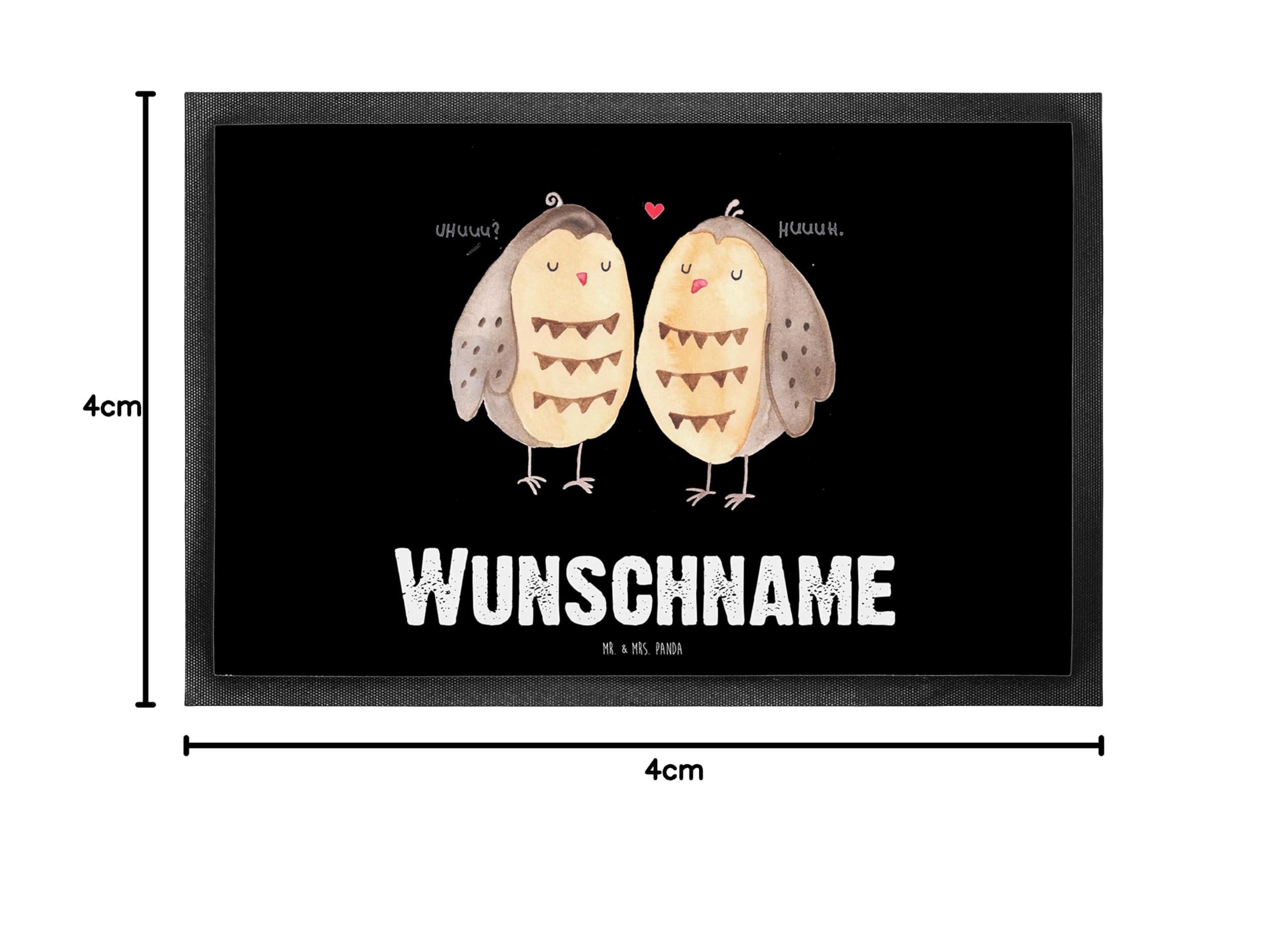 Mr. & Mrs. Panda Personalisierte Fussmatte Eulen Liebe 40 x 60 cm - Geschenke, Freundin Geschenk, mit Namen, Eule, Fußmatte Name, personalisierbar, Fußabtreter personalisiert, Pärchen, Freund