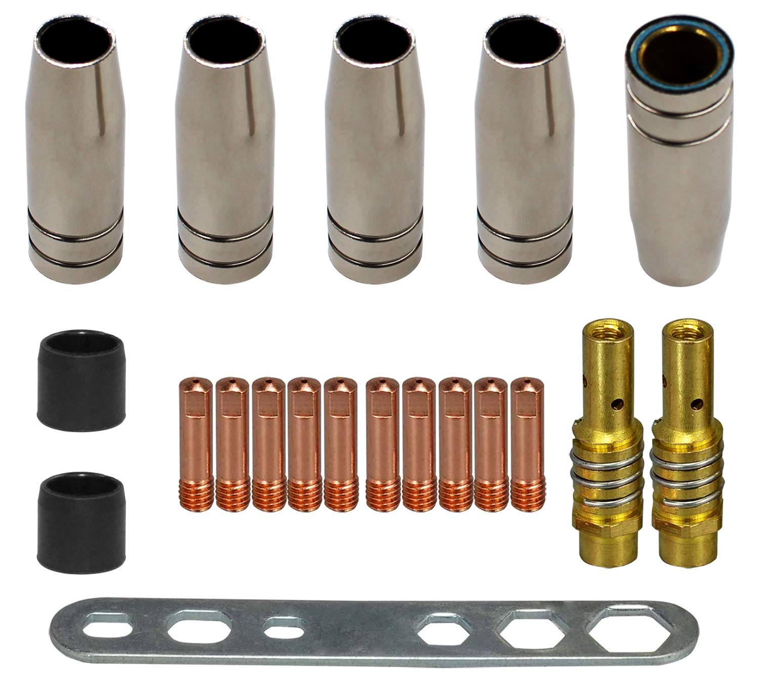 20 Pcs Embouts De Contact De Buse De Soudage 15AK MIG/MAG Ensemble De Support De Connecteur De Gaz M6 08x25mm 10 X Contact 5 X Buse 2 X Connecteur 2 X Isolant 1 X Outil 77642182 20 Pcs Embouts De Contact De Buse De Soudage 15AK MIG/MAG Ensemble De Support De Connecteur De Gaz M6 08x25mm 10 X Contact 5 X Buse 2 X Connecteur 2 X Isolant 1 X Outil 77642182