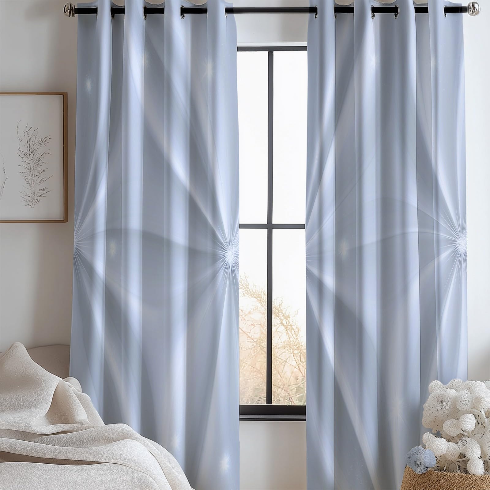 Draperies intérieurs salon rideau occultant thermique blanc oeillets