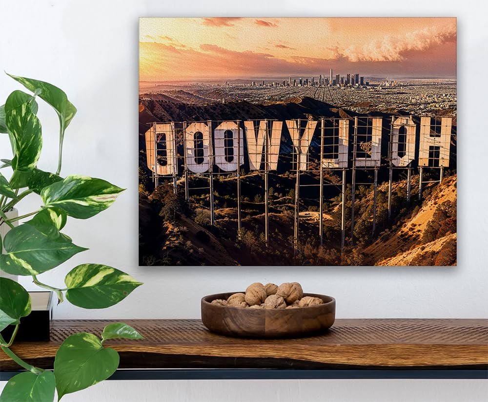 Amazon.com: Los Angeles Wall Art: Hollywood Sign Poster - Old