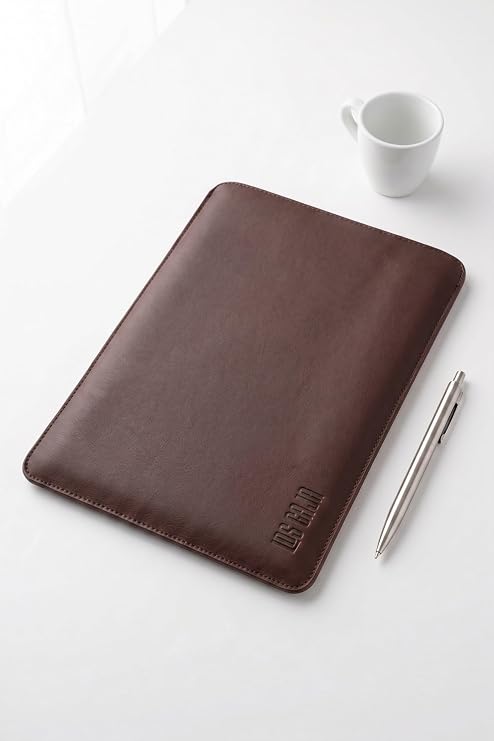 Minimalist 16 İnç Laptop Kılıfı, Vegan Deri, Su İtici Özellikli, Bilgisayar Notebook Laptop Çantası (Acı Kahve, 16 İnç)