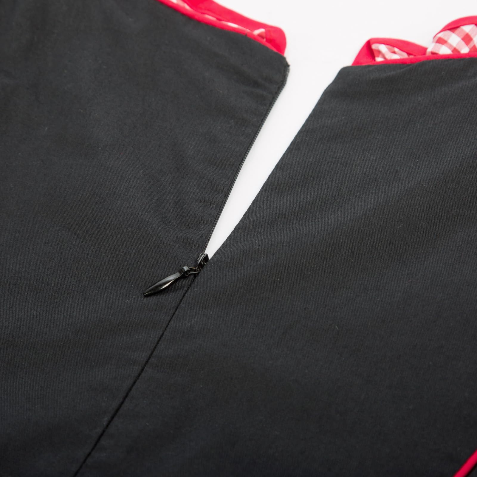SCARLET DARKNESS Damen Trachtenkleid 3tlg Knielang Dirndl Kleid für Oktoberfest Landhauskleid XL Schwarz und Rot#1