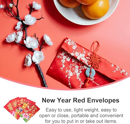 Miniatura 7 de MAGICLULU 50 sobres rojos de Año Nuevo chino 2024 Año lunar del dragón de la suerte, sobres de dinero de la suerte Hong Bao para festival de
