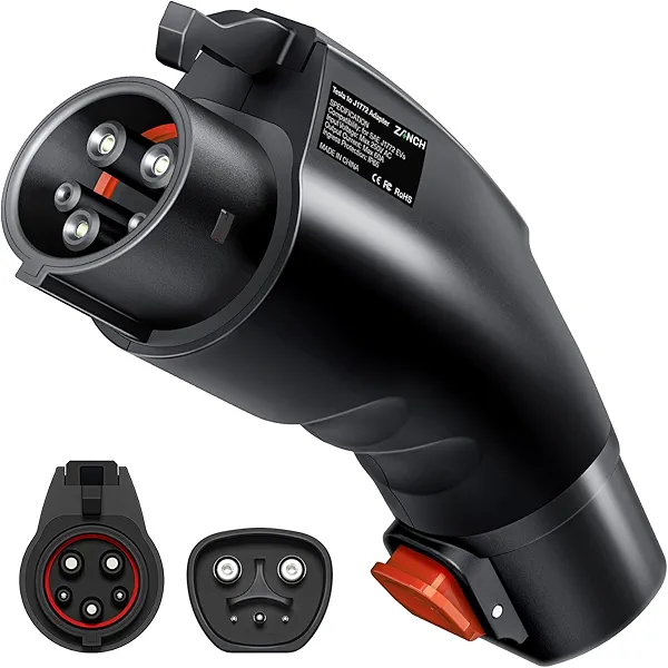 Zanch Tesla to J1772 Adapter, [Military-Grade Quality], Designed for J1772/CCS1 EVs, Max 60A & 250V AC, Compatible with Level 2 Tesla Wall Connector, Mobile Connector, Destination Station - Black