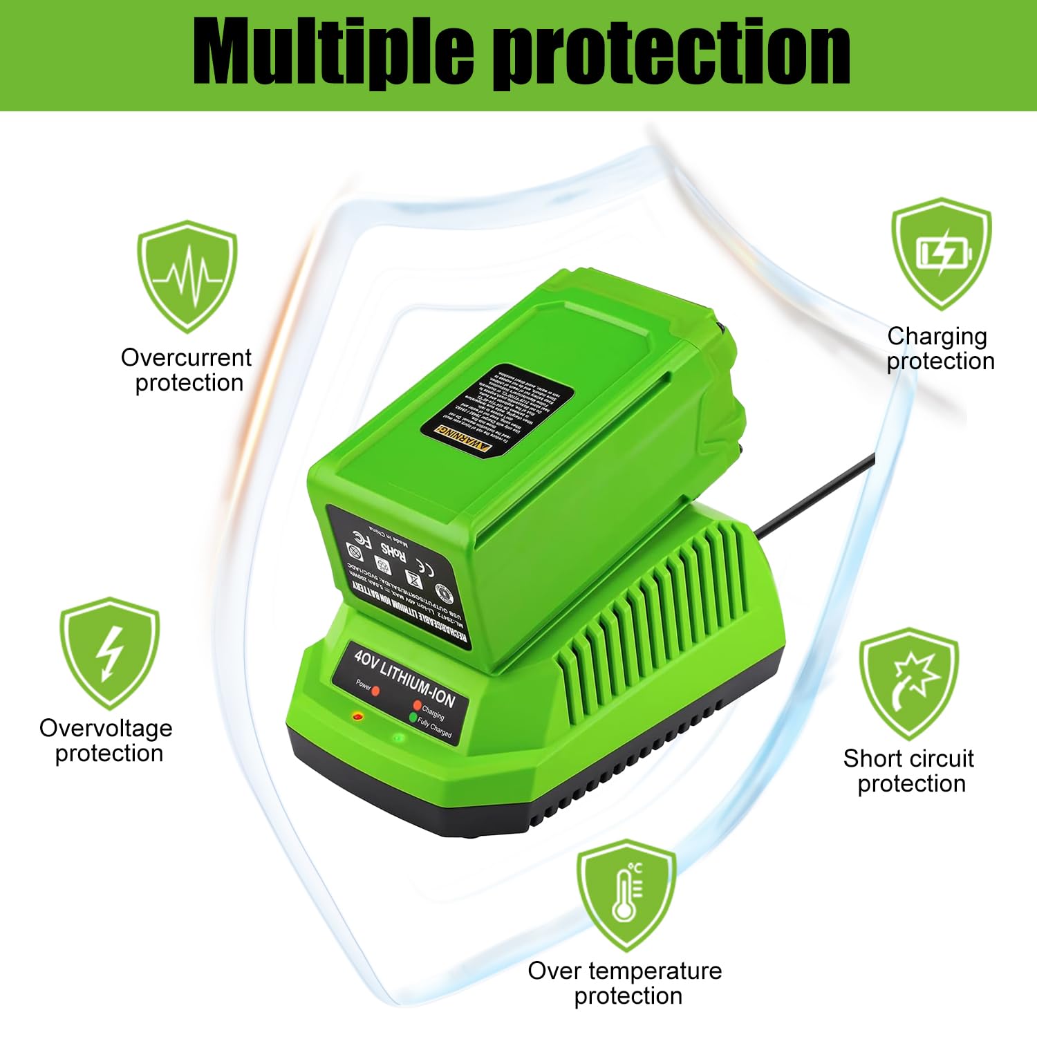 G40C - Cargador para cargador Greenworks (40 V, 40 V)