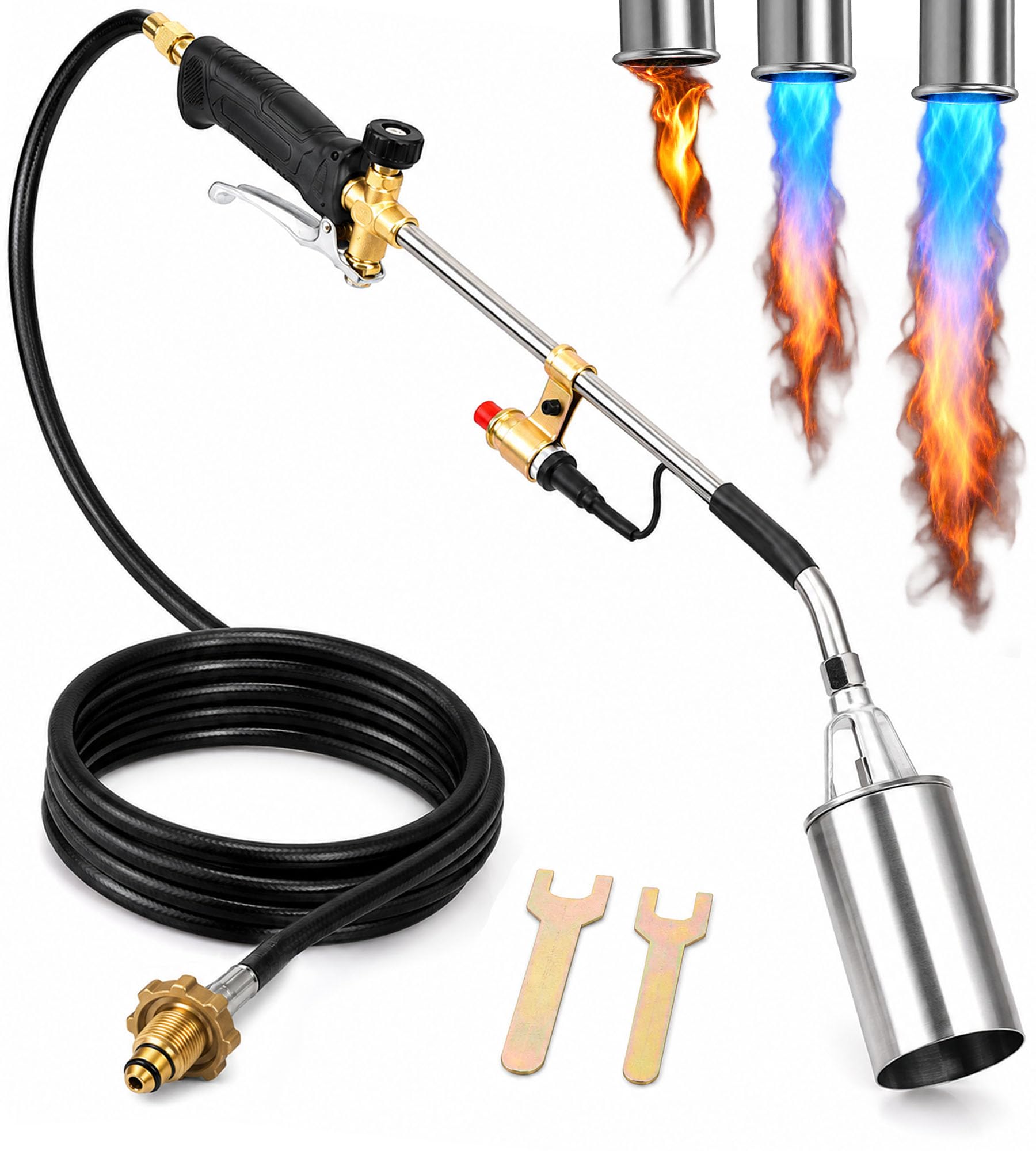 Propane Torch Weed Burner Kit - Heavy-Duty 1.8M BTU, Built-in Piezo Igniter