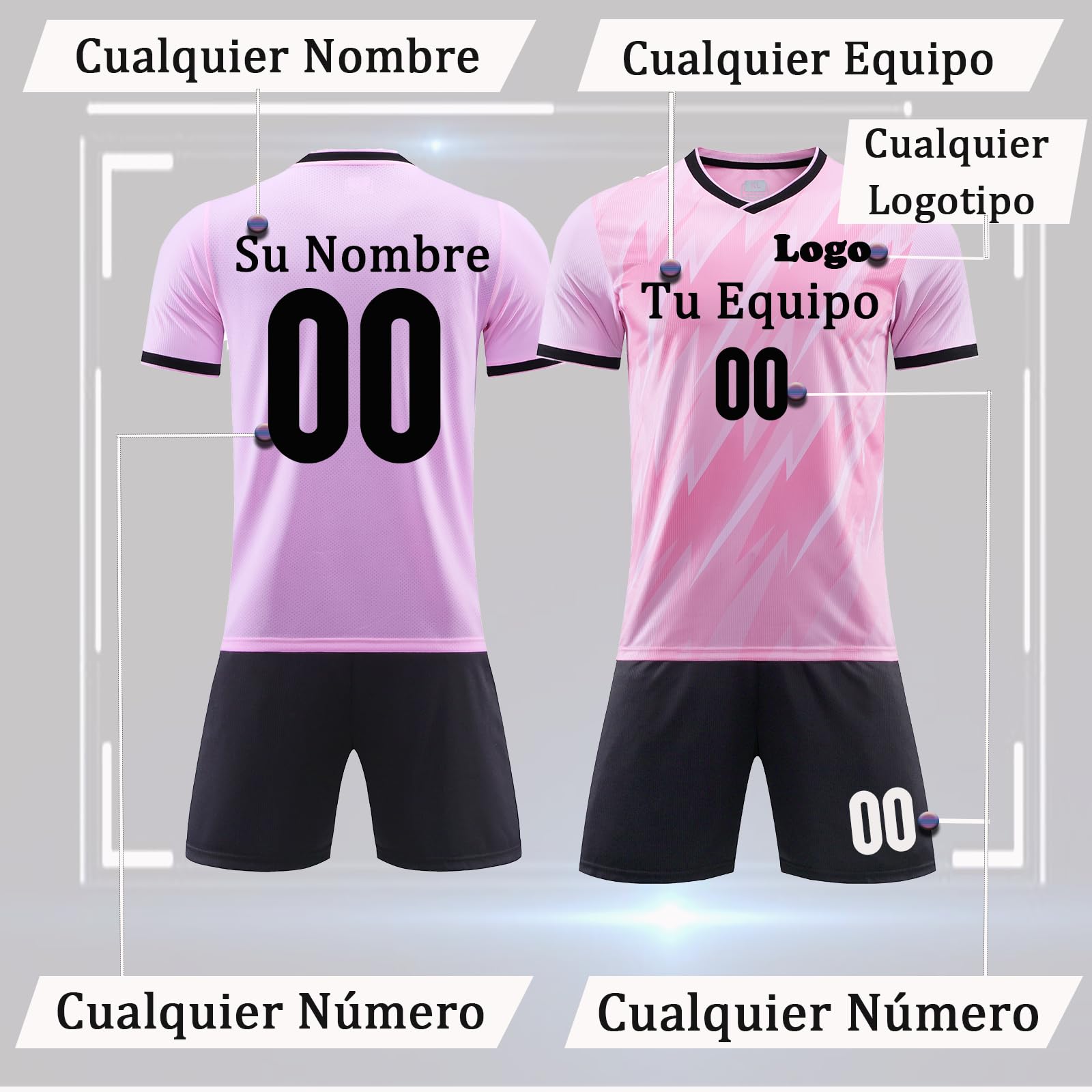 OPUTWDF Equipación Deportiva de Fútbol Personalizada para Niños Adulto Equipacion Futbol Personalizable Junior con Nombre Número Logotipo Equipo Conjunto Futbol