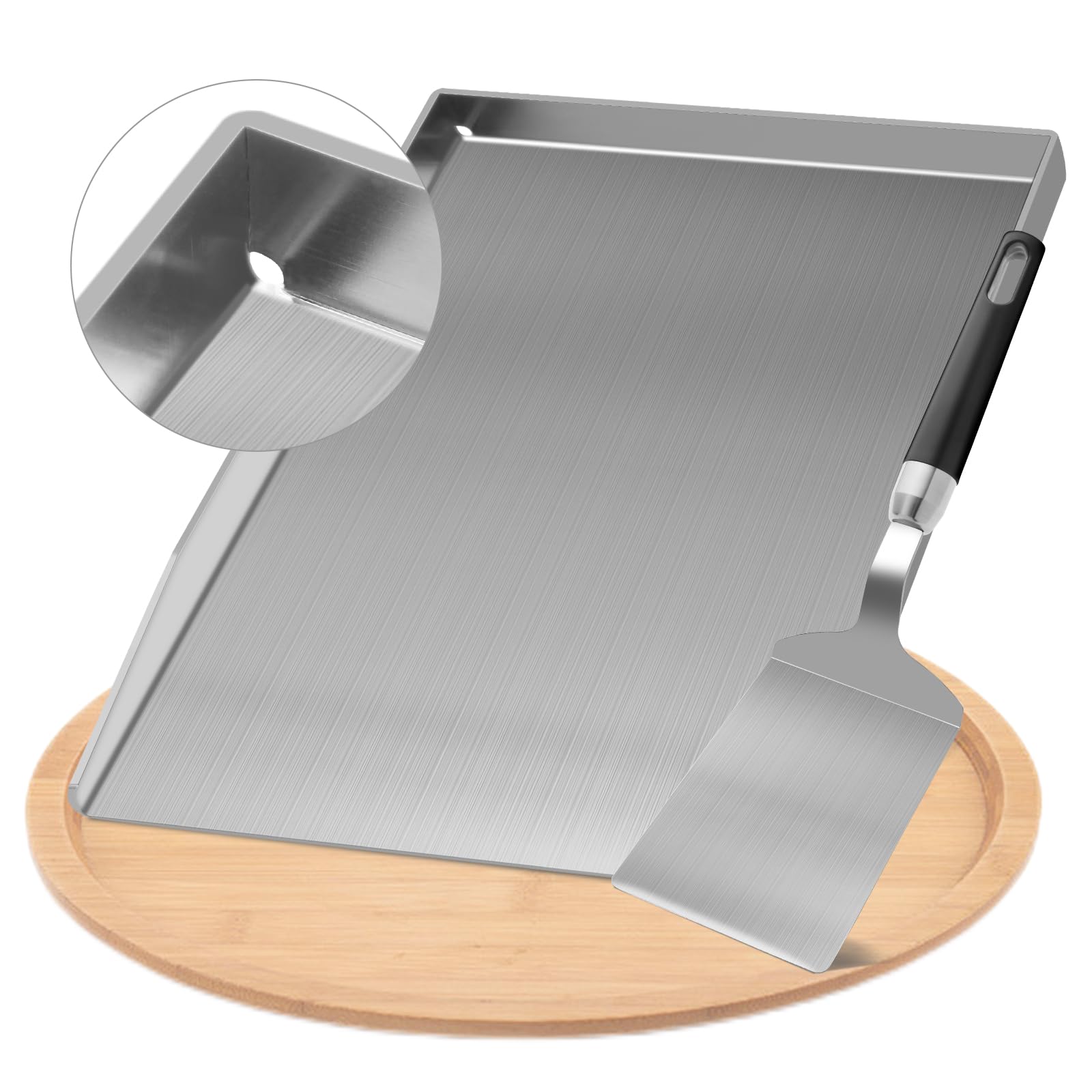 Plancha Barbacoa de Acero Inoxidable Universal para Barbacoa de carbón, Parrilla de Gas y más, Rectangular, accesorio de barbacoa, regalo para hombres 28 x 20 x 3cm