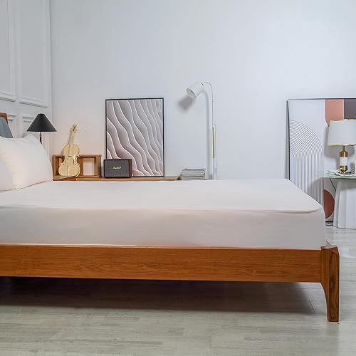 Miniatura 7 de Protector de colchón impermeable de 72 x 75 pulgadas para caravana corta California King, suave y silenciosa de bambú