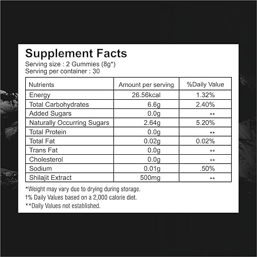 Miniatura 9 de Gomitas puras de Shilajit del Himalaya  75% + ácido fúlvico, grado oro de alta potencia  Mezcla para energía, vitalidad y apoyo inmunológico, para