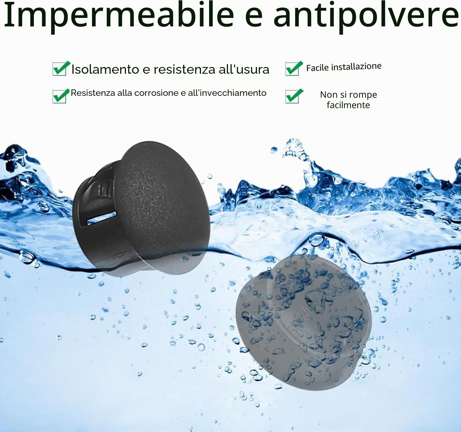 180 PzTappi Copriforo in Plasticas, Tappi per Fori in Plastica Neri, Tappi di Copertura per Fori, Tappo per Mobili Copriforo, Tappo di Plastica a Vite per Cassetto Armadio, 5/6/8/10/13/19/25mm