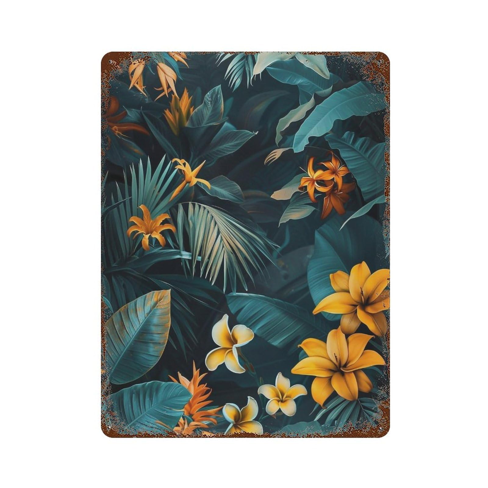 WIHYRTUI Moody Dark Foliage Vibrant Exotic Blossom Vista 03 Wall Retro Iron Metal Tin Sign Vintage Art Poster Modern Home Cofffee Club Art Bar Shop Decor Style 40x30cm