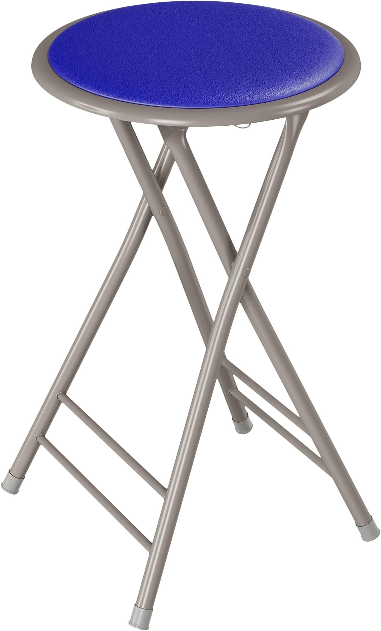 Lavish Home Folding Stool - Backless 24-Inch Stool with 225lb Capacity for Kitchen or Rec Room - Portable Indoor Counter Bar Stools (Blue)