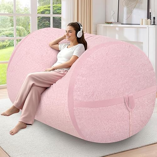 Miniatura 26 de HABUTWAY Puf gigante de 2 pies para adultos, con relleno de espuma viscoelástica, puf grande con funda de terciopelo holandés extraíble para sala de
