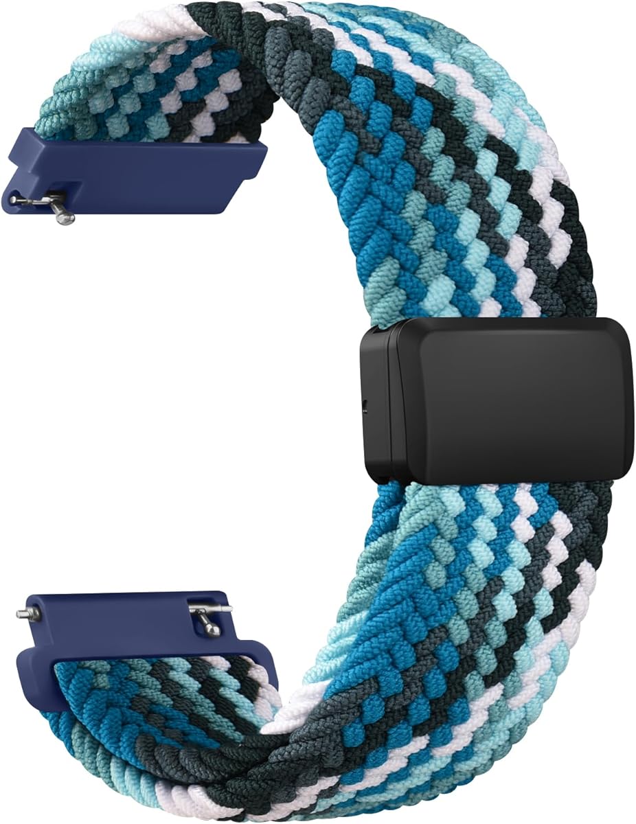 Vanjua Magnetic Nylon Band for Garmin Vivoactive 6 / Vivoactive 5/3/3 Music Watch Bands, 20mm Quick Release Stretchy Strap Replacement Compatible With Venu Sq 2 / Forerunner 55/165/245/645