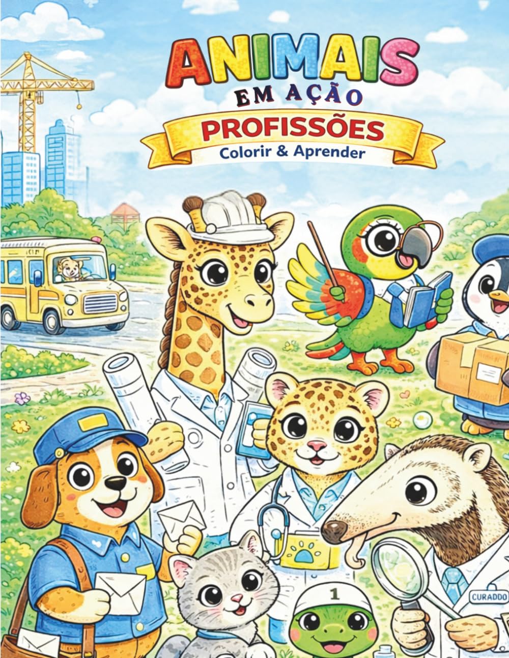 Animais em Ação: Profissões para Colorir e Aprender