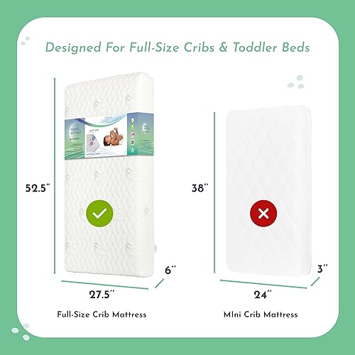 Miniatura 2 de Evolur Colchón de espuma Comfort Cool Flow para cuna y niños pequeños, núcleo de espuma transpirable, funda resistente al agua, certificado