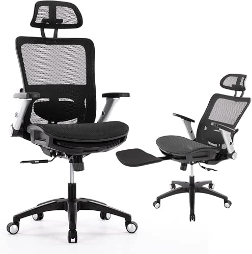COLAMY Ergonomic Mesh Office Chair with Footrest, High Back Computer