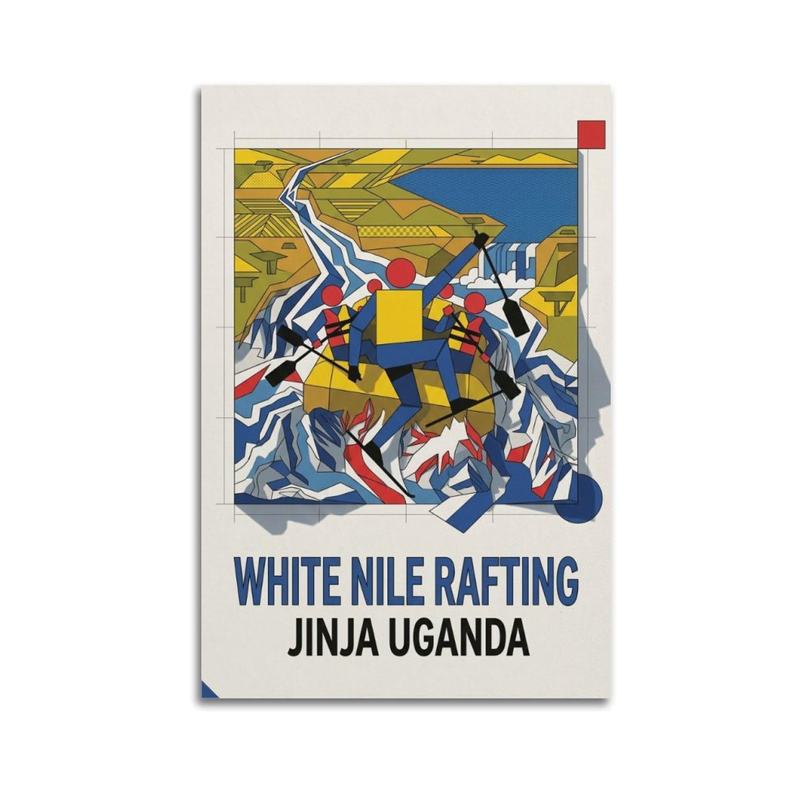 XKUGA Bauhaus Style Jinja Uganda White Nile River Rafting Poster Modern Decorative Canvas Prints - Ideal Wall Art for Family, Man Cave, Game Room, Boys & Girls Bedroom 20x30inch(50x75cm)