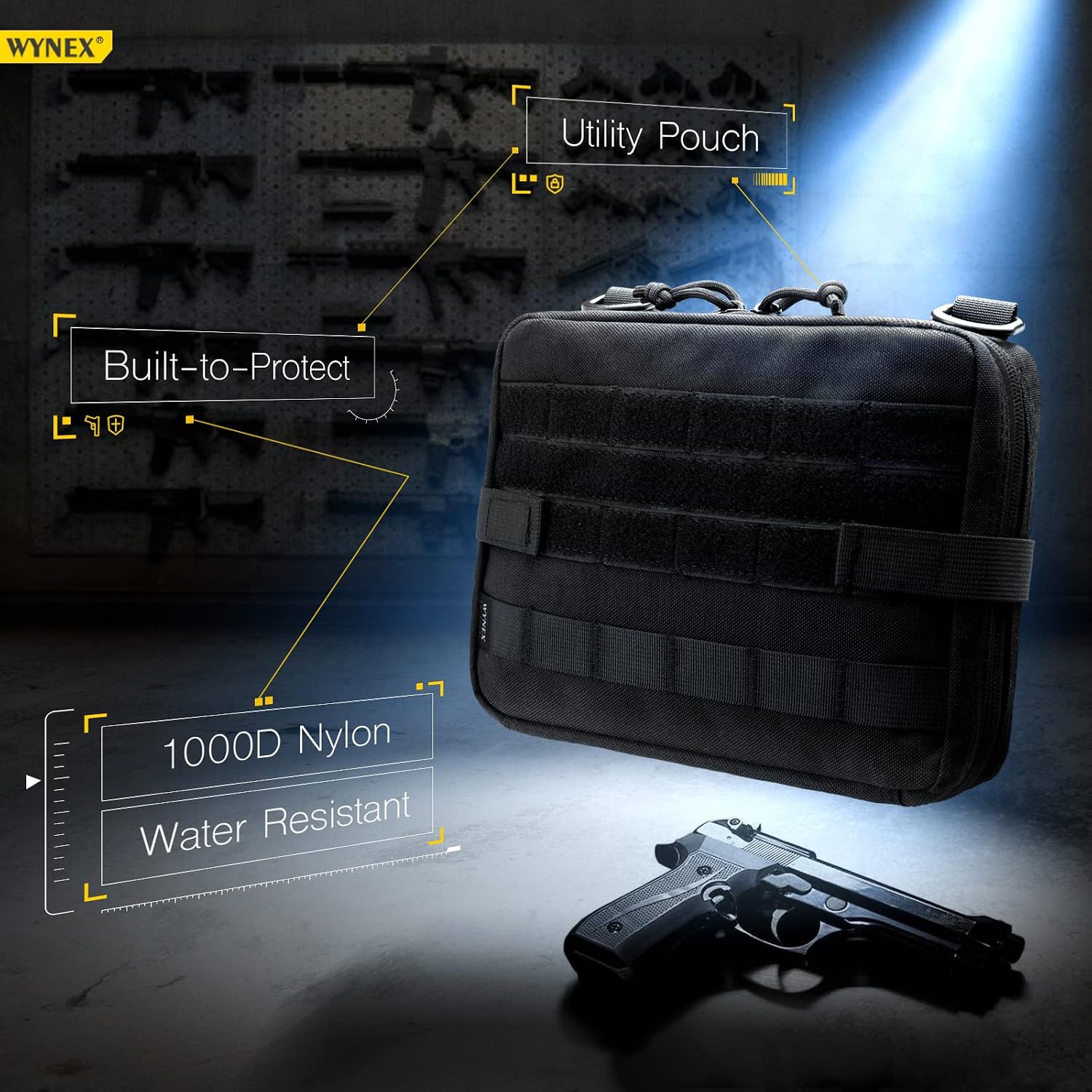 WYNEX Tactical Admin Molle Pouch, Medical EDC EMT Utility Bag Shell Design Attachment Pouches 1000D Nylon Hiking Belt Bags