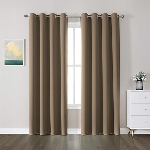 Miniatura 31 de CUCRAF Cortinas opacas de 84 pulgadas de largo, juego de 2 paneles para dormitorio, cortina con bolsillo para barra negro que oscurece la habitación